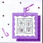 Thumbnail image for Modèle de Carte de Bonne Année mauve avec des tampons, des crosses, des paillettes …