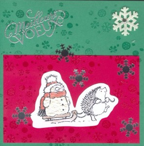 Post image for Modèle de Carte de voeux – bonhomme de neige sur un traineau !