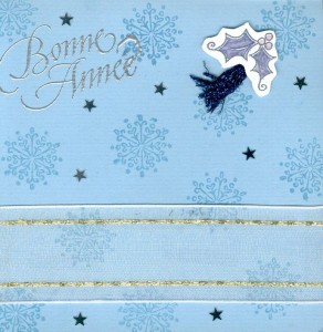 Post image for Modèle de Carte de Bonne Année bleue avec paillettes argent et embossage