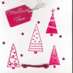 Thumbnail image for Modèle de Carte de voeux avec des sapins rouge