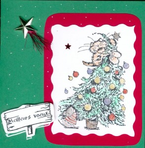 Post image for Modèle de Carte de voeux – un chat dans un sapin !